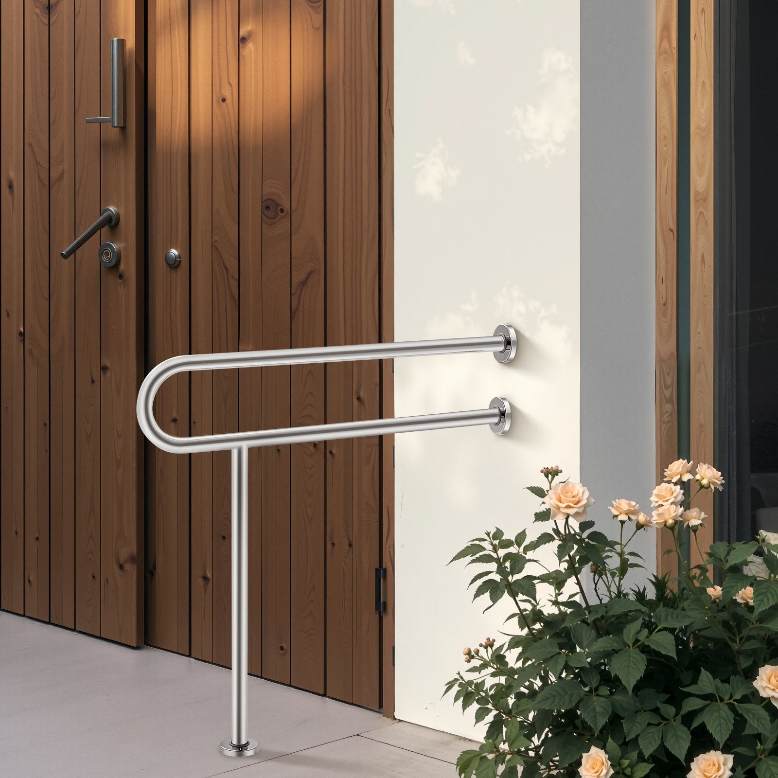Automotive Parts: VEVOR Toilet Safety Rail, 80 cm U-Shaped Handicap Grab Bar, 304 Stainless Steel Senior Safety Pole, Toilet Grab Bars with Anti-Slip Handle, 136 kg Load Capacity Security Handrail with Support Leg
