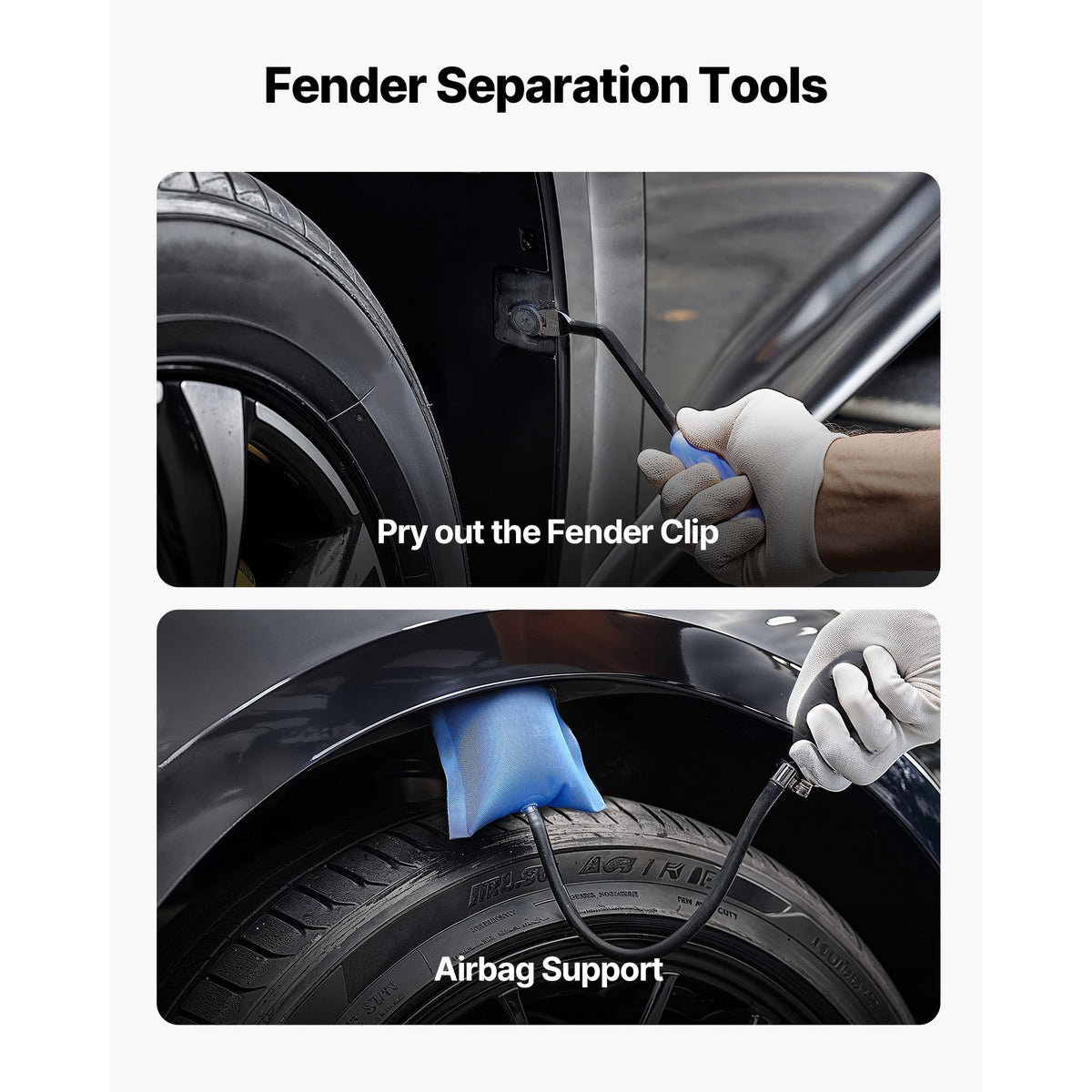 Dent Puller Kit, Paintless Car Dent Removal Tool, Auto Fender Damage Repair Puller Lifter with Curved Rod, Crowbar, Rubber Hammer, Airbag, Detachable & Repair Pens, Replacement Heads Tools Kit