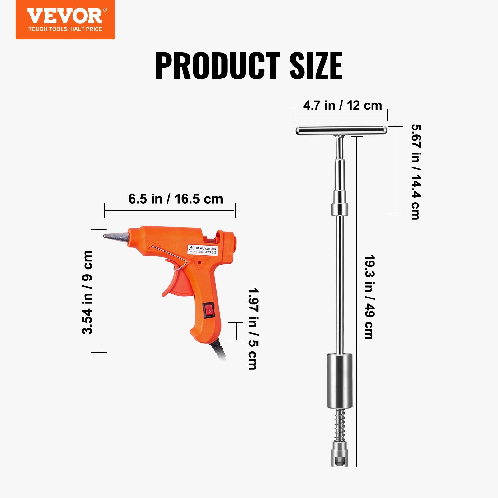 Automotive Repair & Speciality Tools: VEVOR 52 PCS Dent Removal Kit, Paintless Dent Repair Kit with 2-in-1 Slide Hammer with Stainless Steel Grooves, Short Puller Lines and Long Puller Lines, for Auto Dent Removal, Minor Dents, Door Ding