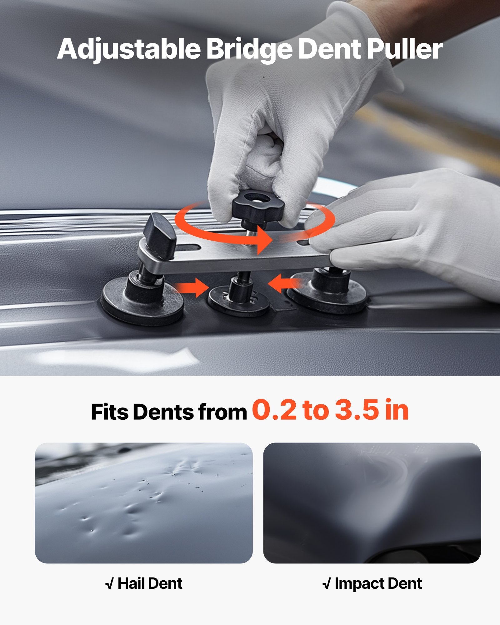 Hand Tools: VEVOR Dent Puller Kit, 60 PCS Paintless Dent Removal Kit with Golden Lifter, Bridge Puller, Rubber Hammer, Glue Gun, Auto Body Hail Damage Repair Remover Tools for Car Refrigerator Door Ding Repair
