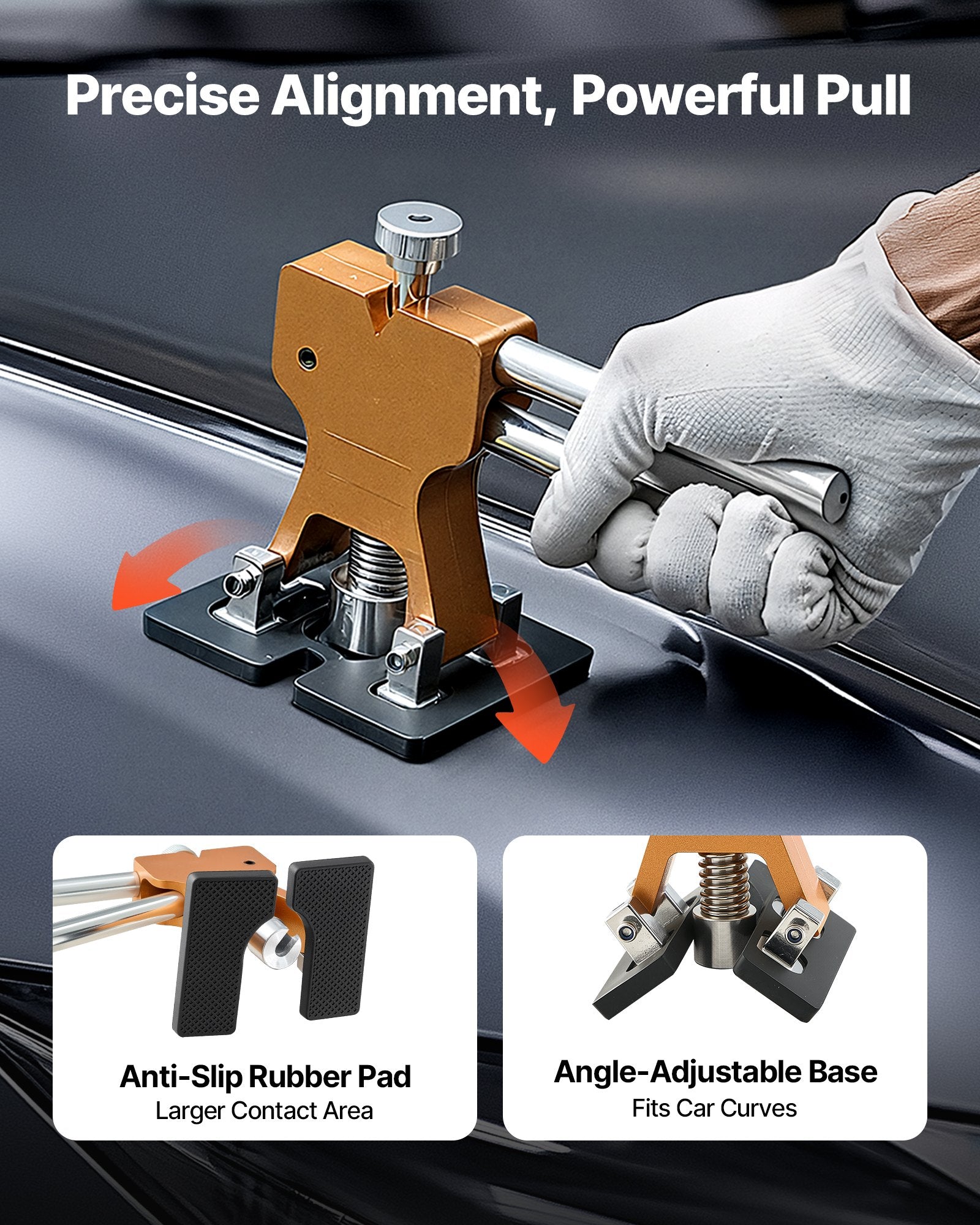Hand Tools: VEVOR Dent Puller Kit, 60 PCS Paintless Dent Removal Kit with Golden Lifter, Bridge Puller, Rubber Hammer, Glue Gun, Auto Body Hail Damage Repair Remover Tools for Car Refrigerator Door Ding Repair