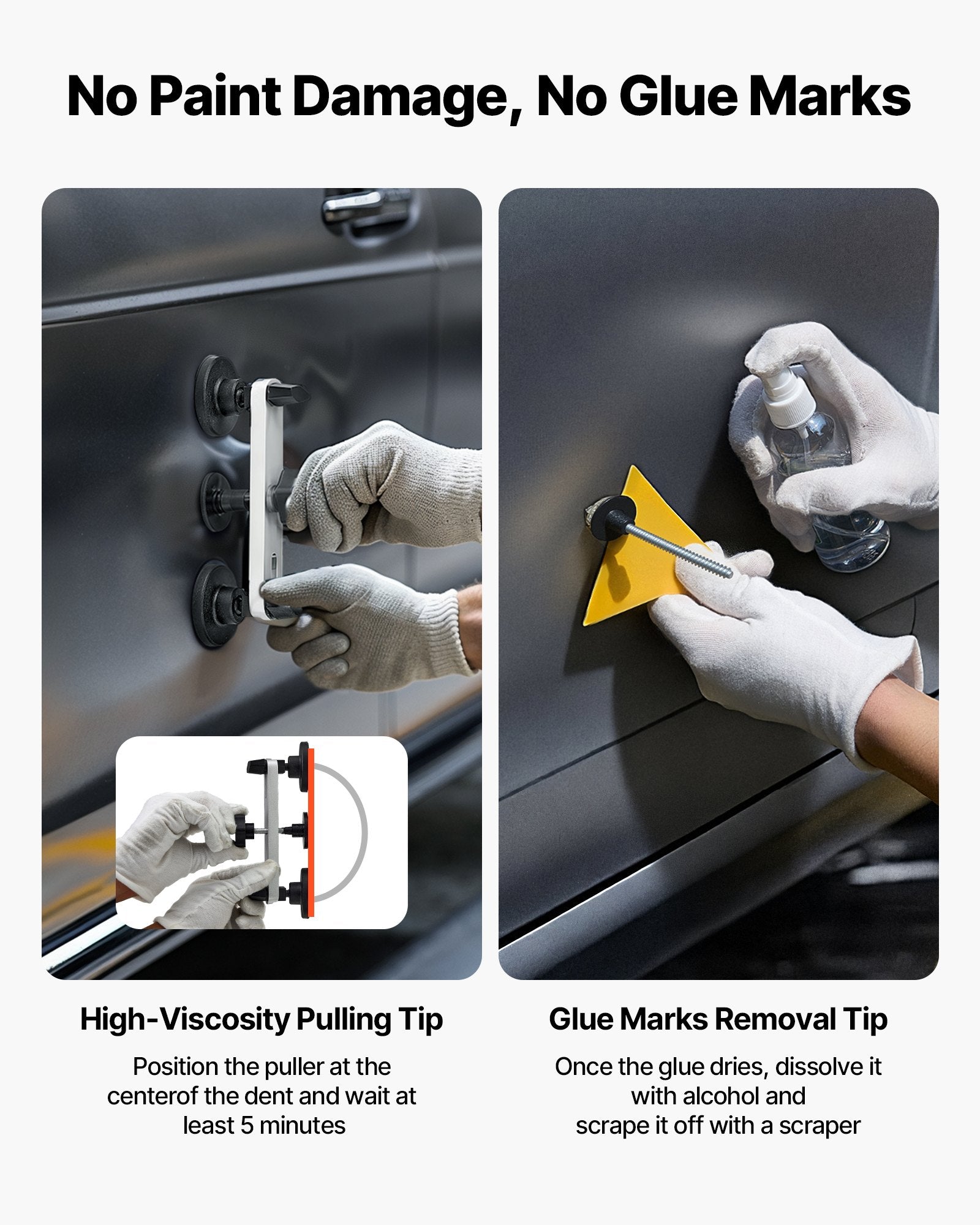 Hand Tools: VEVOR Dent Puller Kit, 60 PCS Paintless Dent Removal Kit with Golden Lifter, Bridge Puller, Rubber Hammer, Glue Gun, Auto Body Hail Damage Repair Remover Tools for Car Refrigerator Door Ding Repair