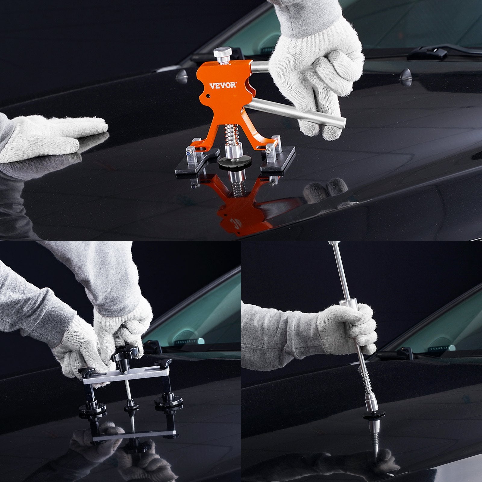 Hand Tools: VEVOR 69 PCS Dent Repair Kit, Auto Car Body Paintless Dent Removal Tool Kit, Golden Lifter, Bridge Puller, Slide Hammer Tool Kit for Automobile Body, Washing Machine, Refrigerator
