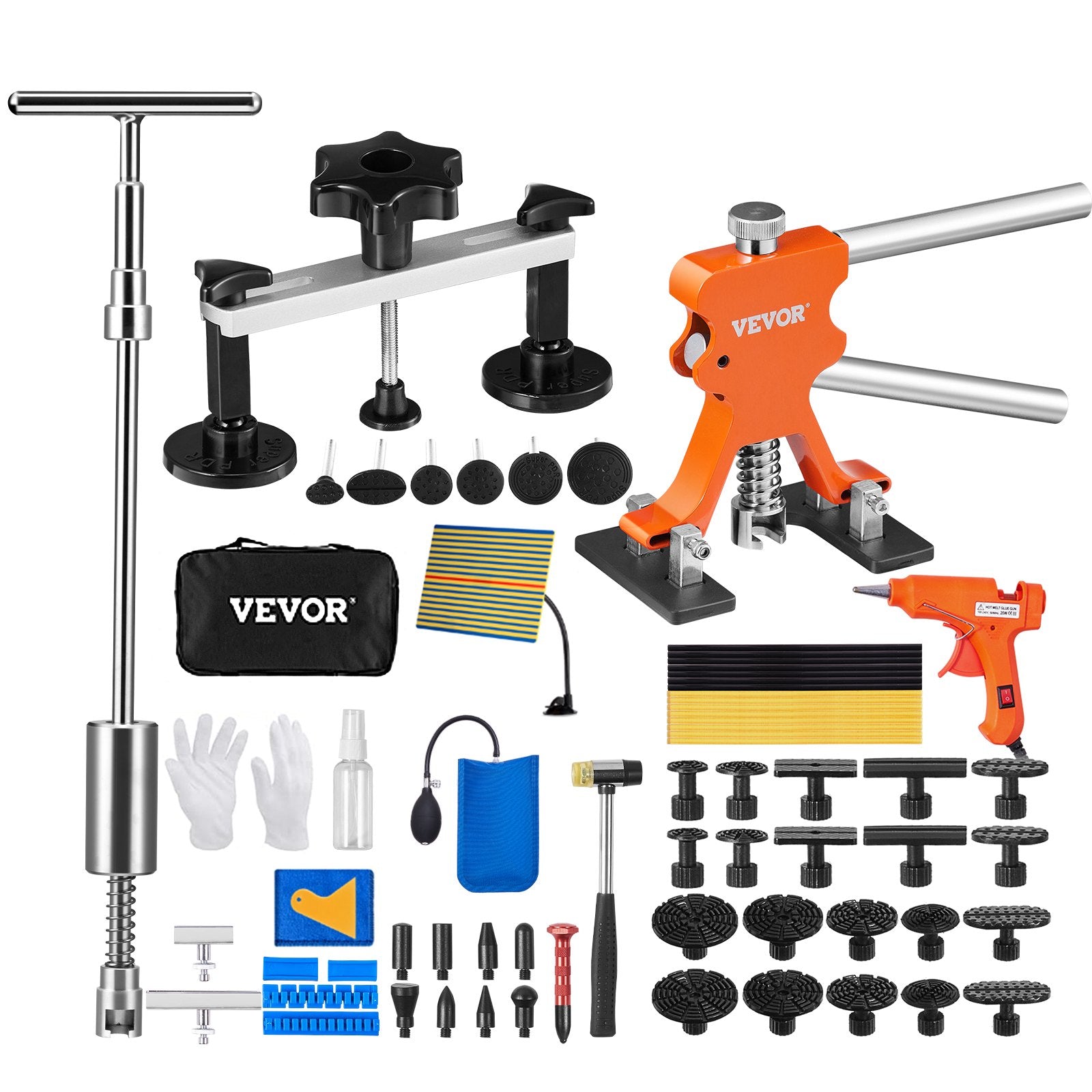 Hand Tools: VEVOR 69 PCS Dent Repair Kit, Auto Car Body Paintless Dent Removal Tool Kit, Golden Lifter, Bridge Puller, Slide Hammer Tool Kit for Automobile Body, Washing Machine, Refrigerator