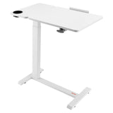 Kid's Desks: VEVOR Overbed Table, Mobile Bed Side Table with Flip Desktop and 4 Hidden Wheels, Height & Angle Adjustable Rolling Laptop Desk with Cup Holder, Portable Over Bed Desk for Home, Office, Study, White