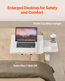 Kid's Desks: VEVOR Overbed Table, Mobile Bed Side Table with Flip Desktop and 4 Hidden Wheels, Height & Angle Adjustable Rolling Laptop Desk with Cup Holder, Portable Over Bed Desk for Home, Office, Study, White