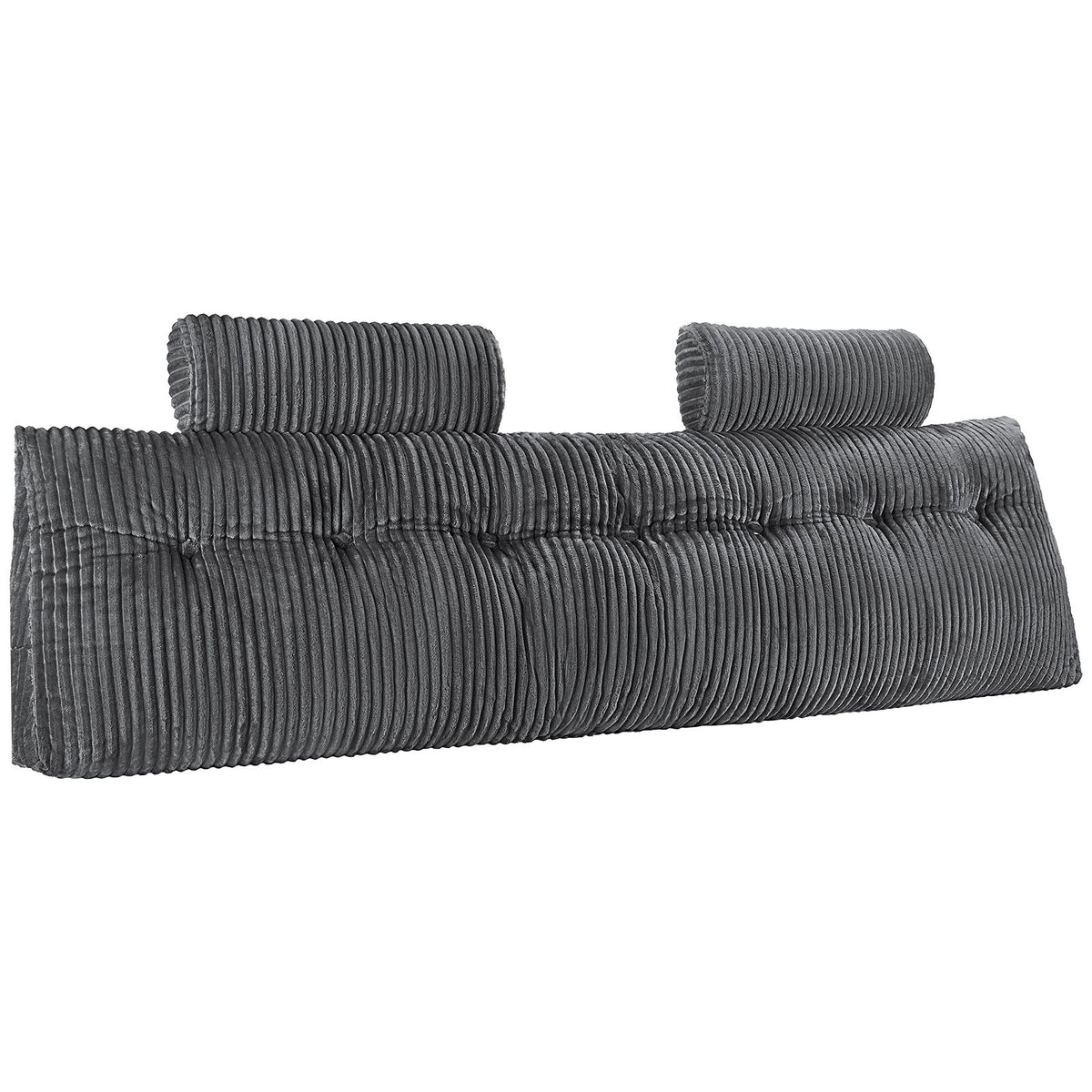 Headboard Pillow, King Size Wedge Headboard Pillow with 2 Side Pockets and 2 Headrests, Bed Wedge Pillow with Washable Flannel Cloth, for Reading, Gaming, Resting, Working in Bed, Grey