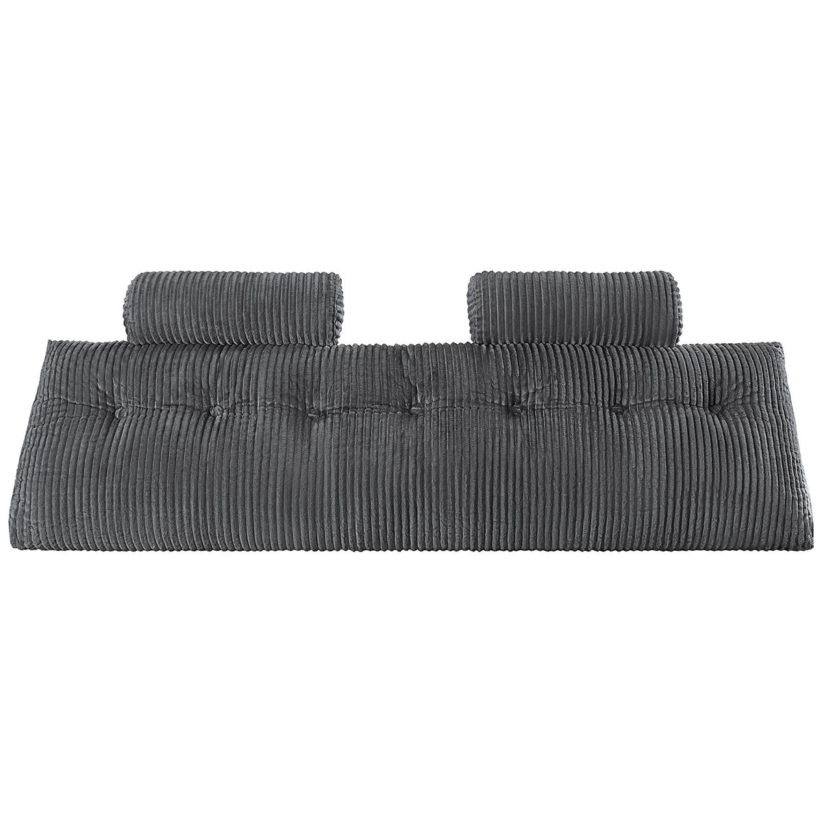Headboard Pillow, King Size Wedge Headboard Pillow with 2 Side Pockets and 2 Headrests, Bed Wedge Pillow with Washable Flannel Cloth, for Reading, Gaming, Resting, Working in Bed, Grey