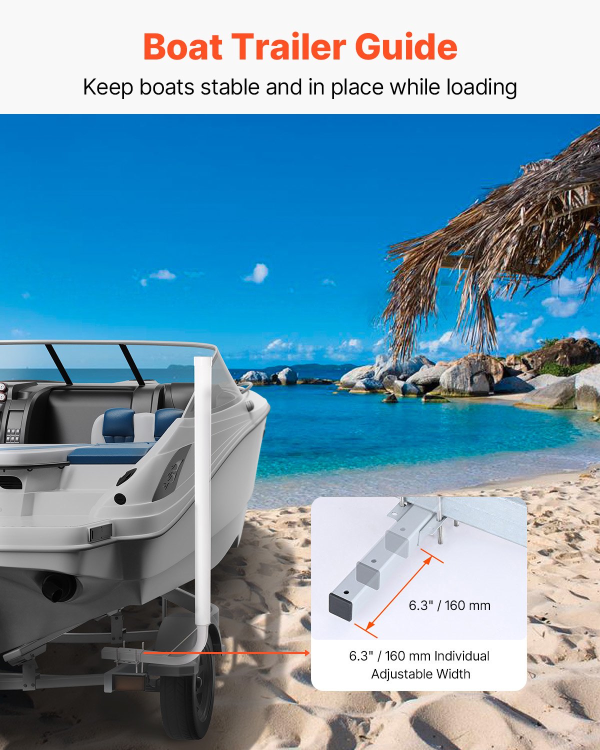 Boating Accessories: VEVOR Boat Trailer Guide, 1219.2mm Adjustable Design Trailer Guide Poles, 2PCS High-Hardness Steel Trailer Guide-Ons, Trailer Guides with PVC Pipes, for Ski Boat, Fishing Boat or Sailboat Trailer