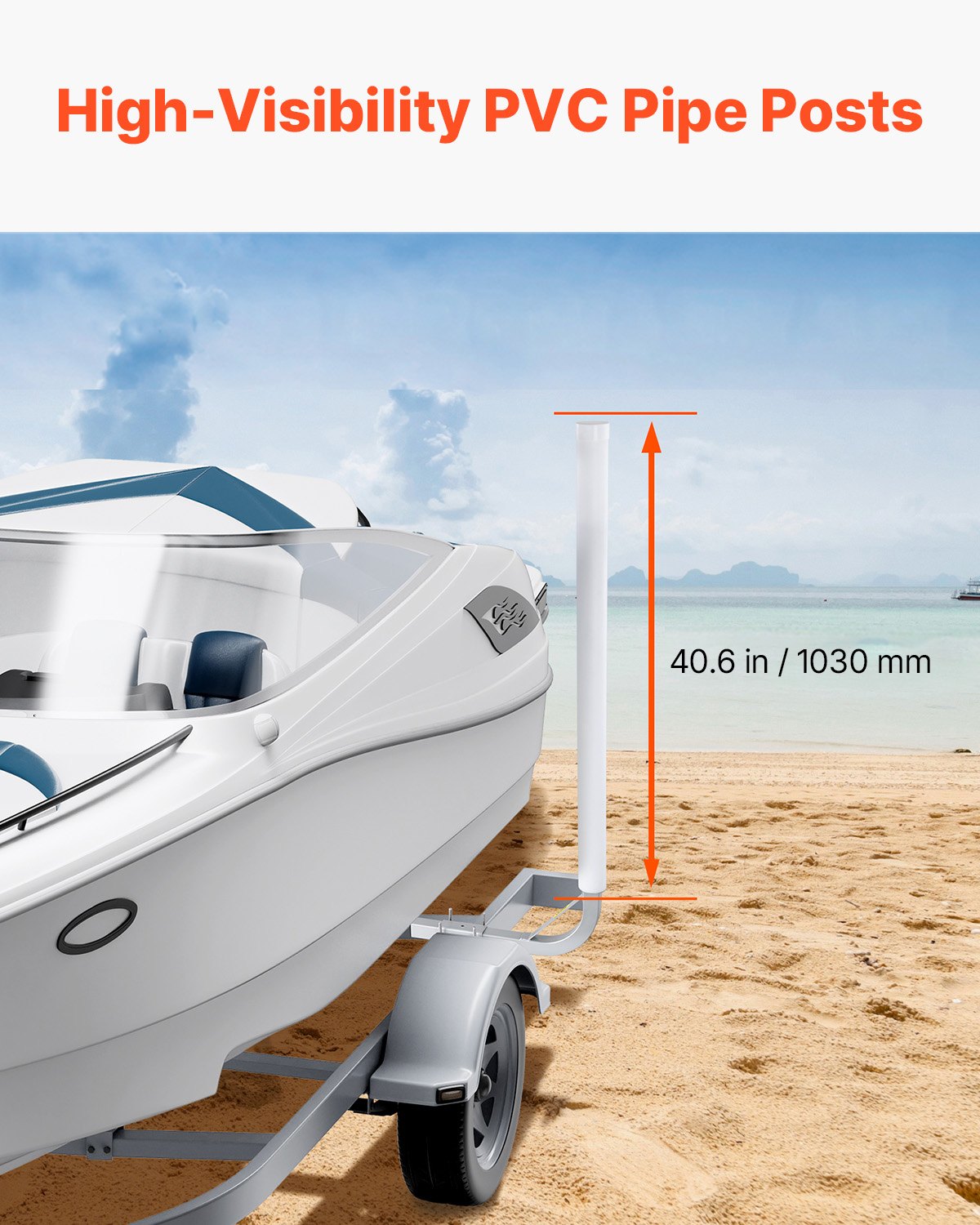 Boating Accessories: VEVOR Boat Trailer Guide, 1219.2mm Adjustable Design Trailer Guide Poles, 2PCS High-Hardness Steel Trailer Guide-Ons, Trailer Guides with PVC Pipes, for Ski Boat, Fishing Boat or Sailboat Trailer