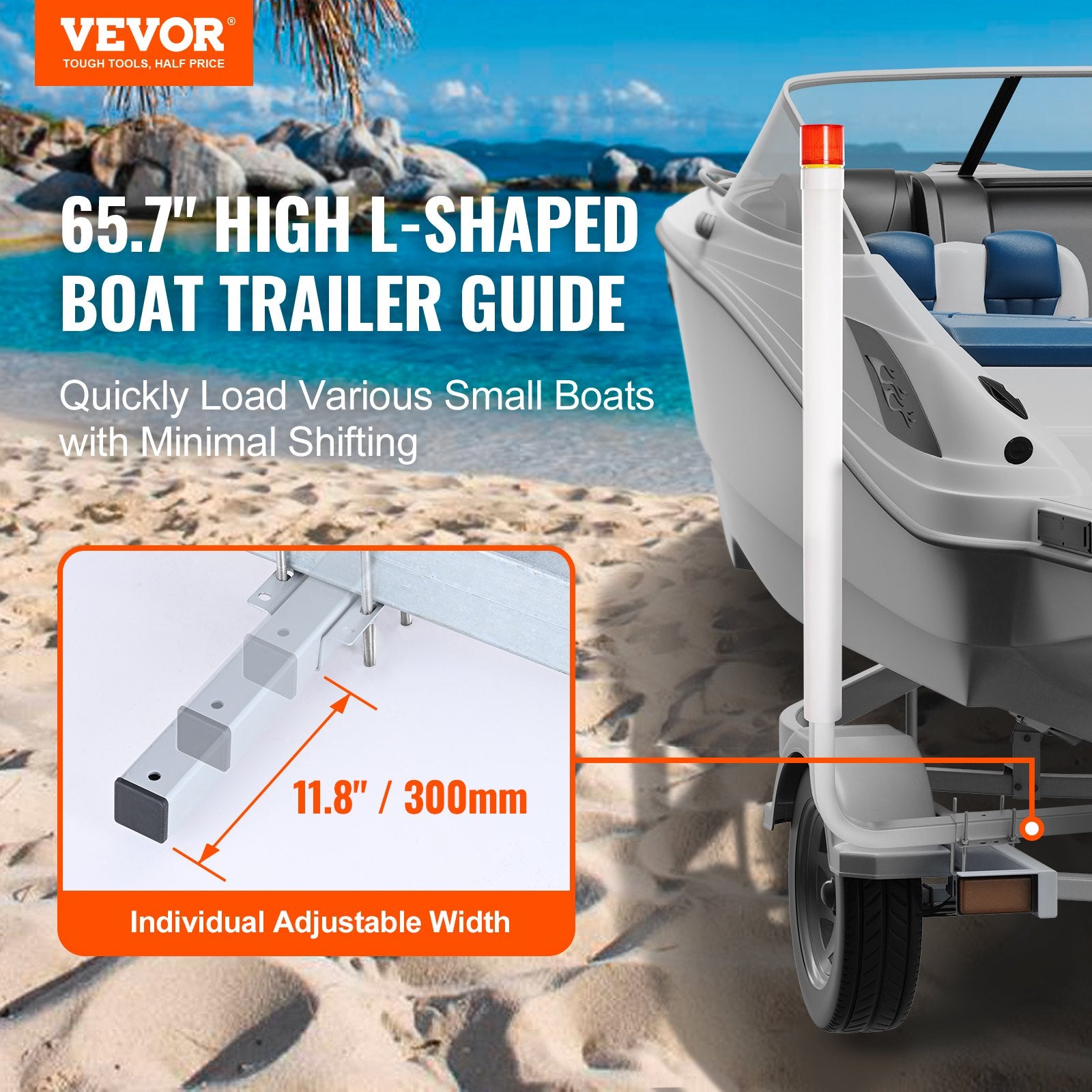 Caravan Accessories: VEVOR Boat Trailer Guide, 1.57M with LED Light Trailer Guide Poles, 2PCS Rustproof Galvanized Steel Trailer Guide ons, Trailer Guides with PVC Pipes, for Ski Boat, Fishing Boat or Sailboat Trailer
