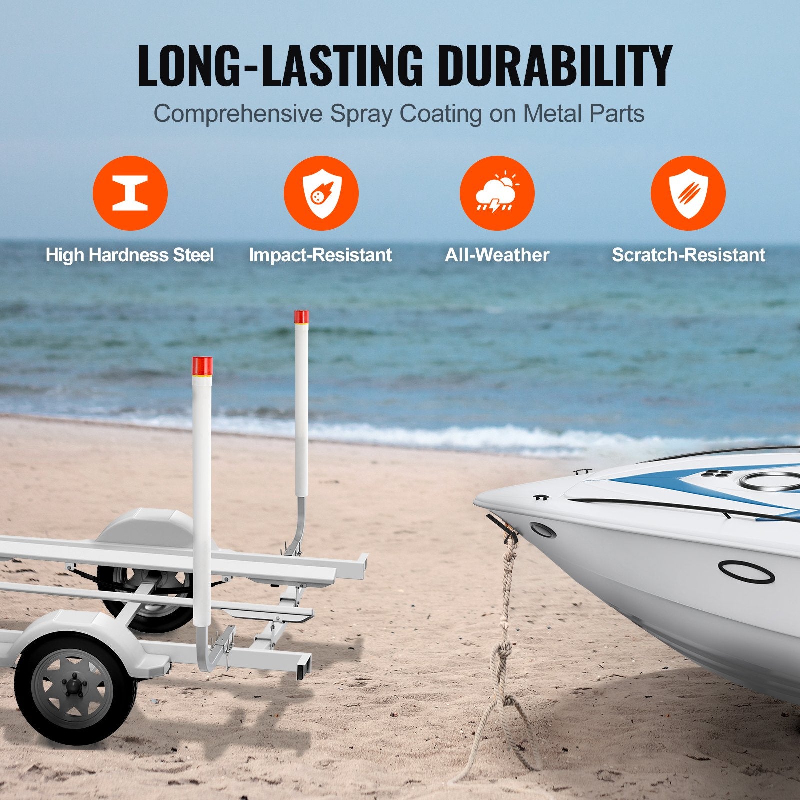 Caravan Accessories: VEVOR Boat Trailer Guide, 1.57M with LED Light Trailer Guide Poles, 2PCS Rustproof Galvanized Steel Trailer Guide ons, Trailer Guides with PVC Pipes, for Ski Boat, Fishing Boat or Sailboat Trailer