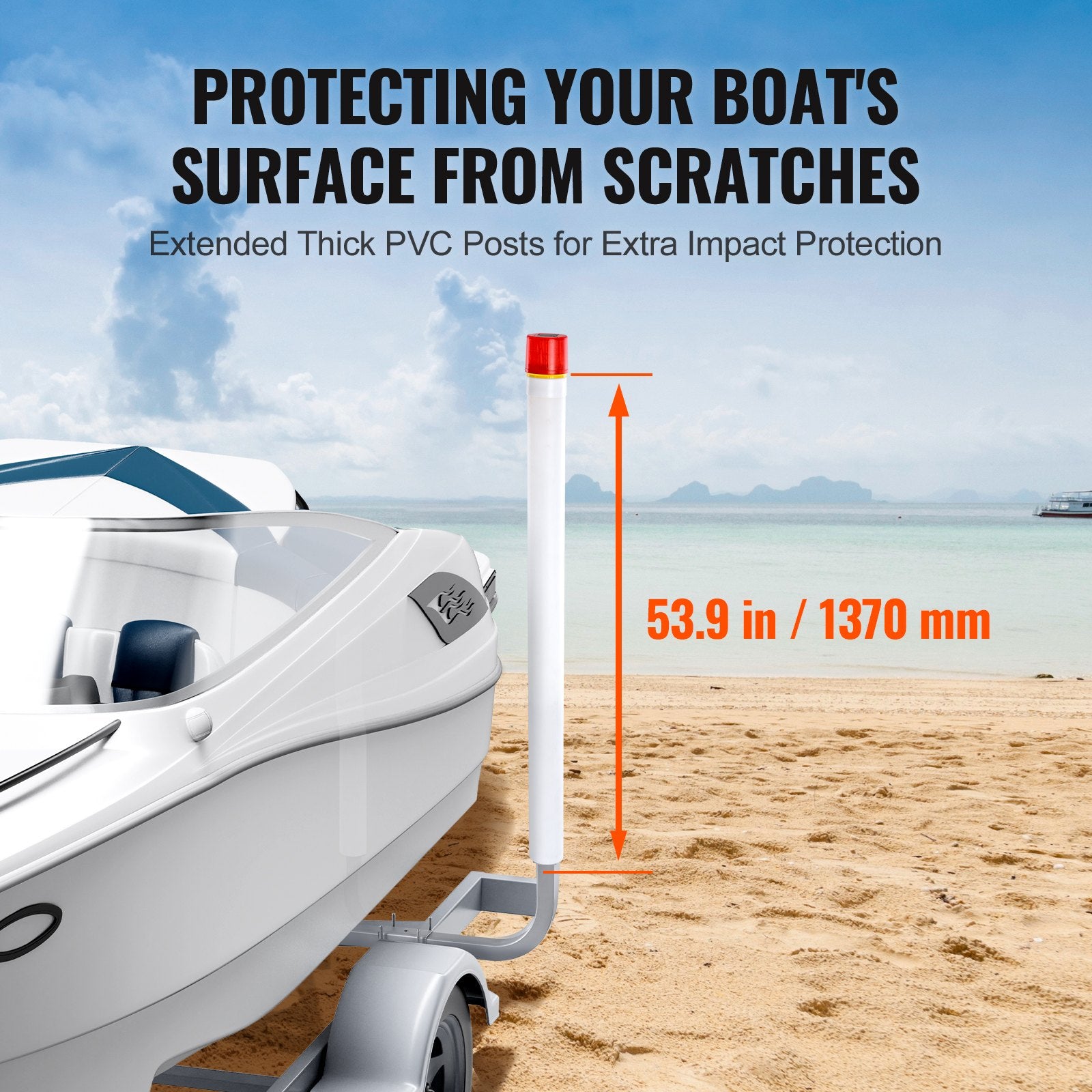 Caravan Accessories: VEVOR Boat Trailer Guide, 1.57M with LED Light Trailer Guide Poles, 2PCS Rustproof Galvanized Steel Trailer Guide ons, Trailer Guides with PVC Pipes, for Ski Boat, Fishing Boat or Sailboat Trailer