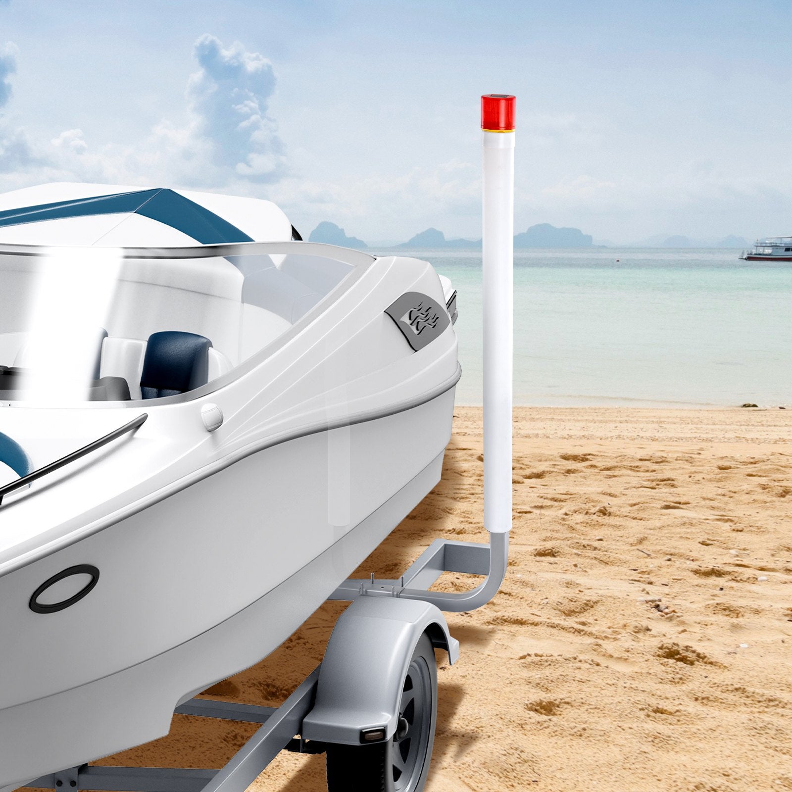 Caravan Accessories: VEVOR Boat Trailer Guide, 1.57M with LED Light Trailer Guide Poles, 2PCS Rustproof Galvanized Steel Trailer Guide ons, Trailer Guides with PVC Pipes, for Ski Boat, Fishing Boat or Sailboat Trailer