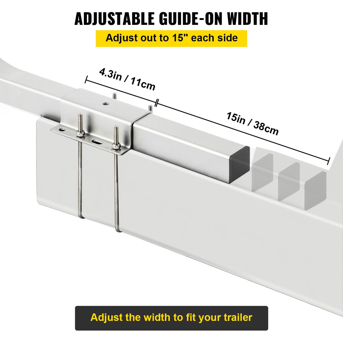 Boat Trailer Guide-ons, 40\", 2PCS Rustproof Galvanized Steel Trailer Guide ons, Trailer Guides with Black PVC Pipes, Mounting Parts Included, for Ski Boat, Fishing Boat or Sailboat Trailer