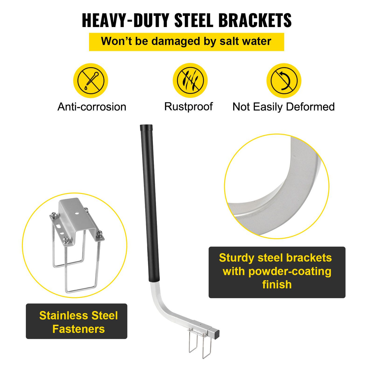 Boat Trailer Guide-ons, 40\", 2PCS Rustproof Galvanized Steel Trailer Guide ons, Trailer Guides with Black PVC Pipes, Mounting Parts Included, for Ski Boat, Fishing Boat or Sailboat Trailer