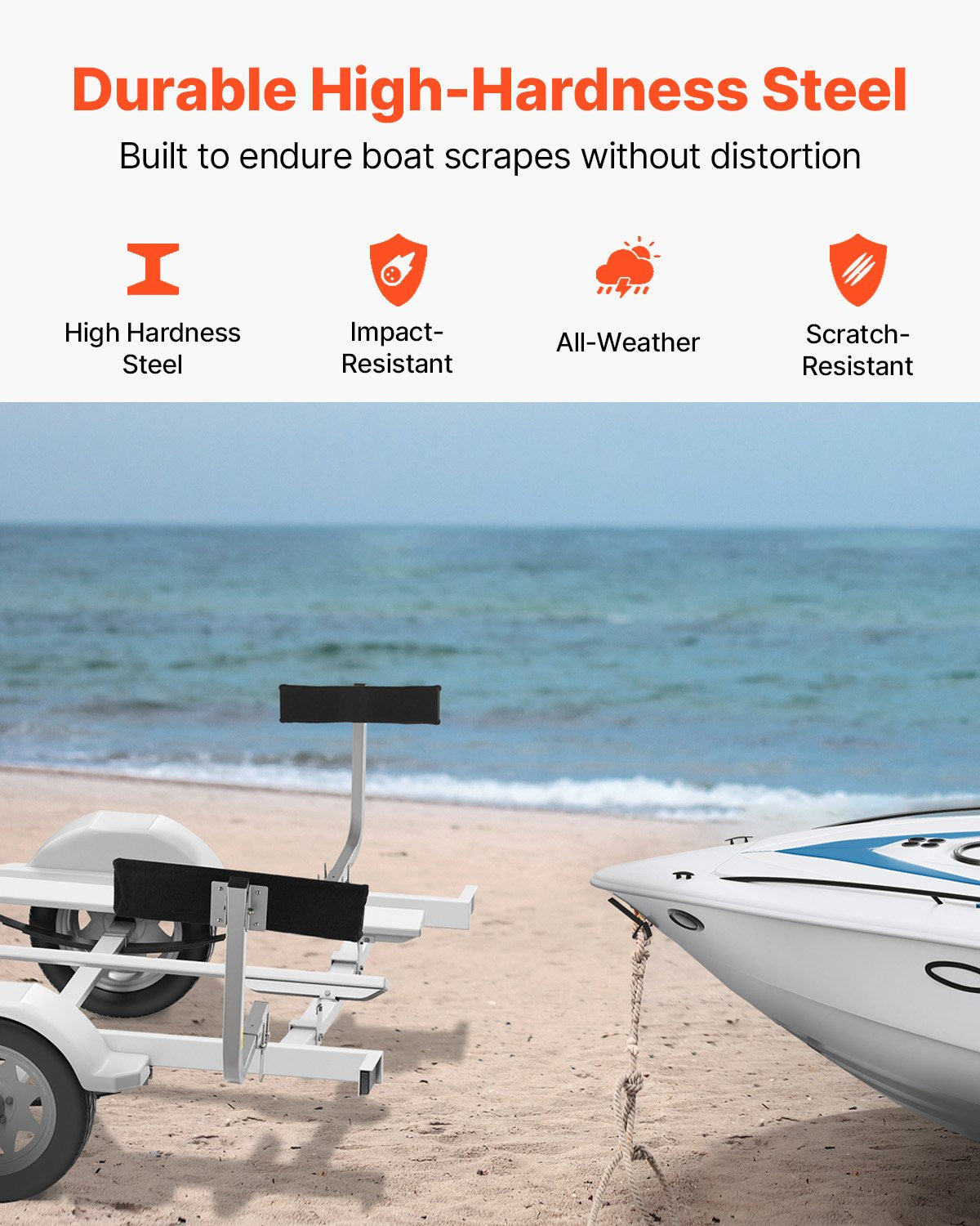 Caravan Accessories: VEVOR Boat Trailer Guide, 2PCS Adjustable Short Bunk Guide-Ons, Hardened Steel Trailer Guide Poles with Soft Cushion, Heavy Duty Roller Guide Design, for Ski Boat, Fishing Boat or Sailboat Trailer