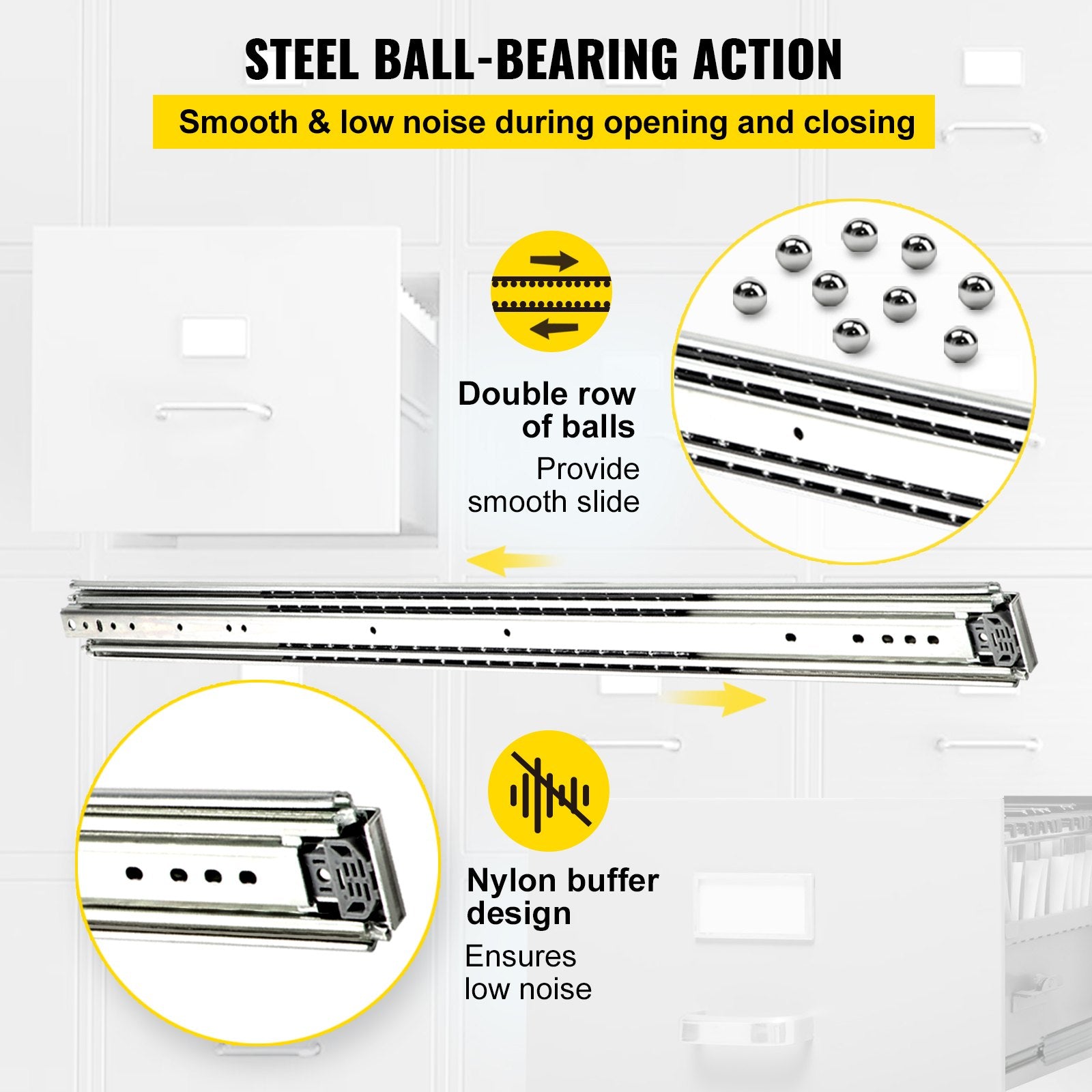 Basketball & Basketball Accessories: VEVOR Drawer Slide Soft Close Drawer 1Pair 48" Ball Bearing Full Extension 500lb