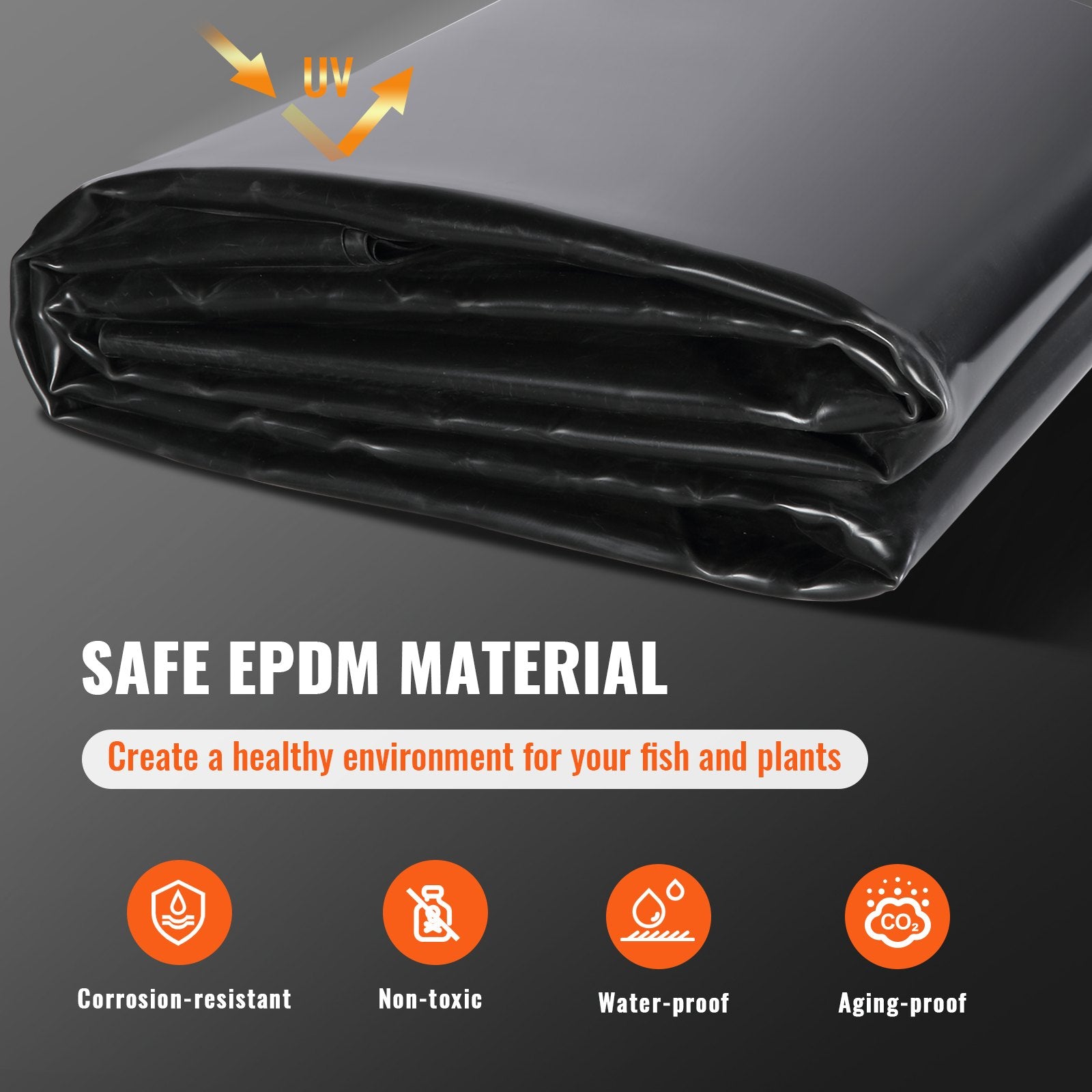 Kitchen & Bathroom DIY: VEVOR Pond Liner Fish Liner 10 x 15 ft 45 Mil EPDM Easy Cutting Underlayment
