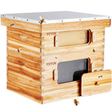 Beekeeping: VEVOR Bee Hive 20 Frame Bee Hives Starter Kit, Beeswax Coated Cedar Wood, 1 Deep + 1 Medium Bee Boxes Langstroth Beehive Kit, Transparent Acrylic Windows with Foundations for Beginners Pro Beekeepers