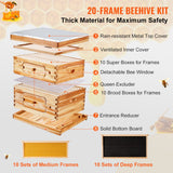Beekeeping: VEVOR Bee Hive 20 Frame Bee Hives Starter Kit, Beeswax Coated Cedar Wood, 1 Deep + 1 Medium Bee Boxes Langstroth Beehive Kit, Transparent Acrylic Windows with Foundations for Beginners Pro Beekeepers