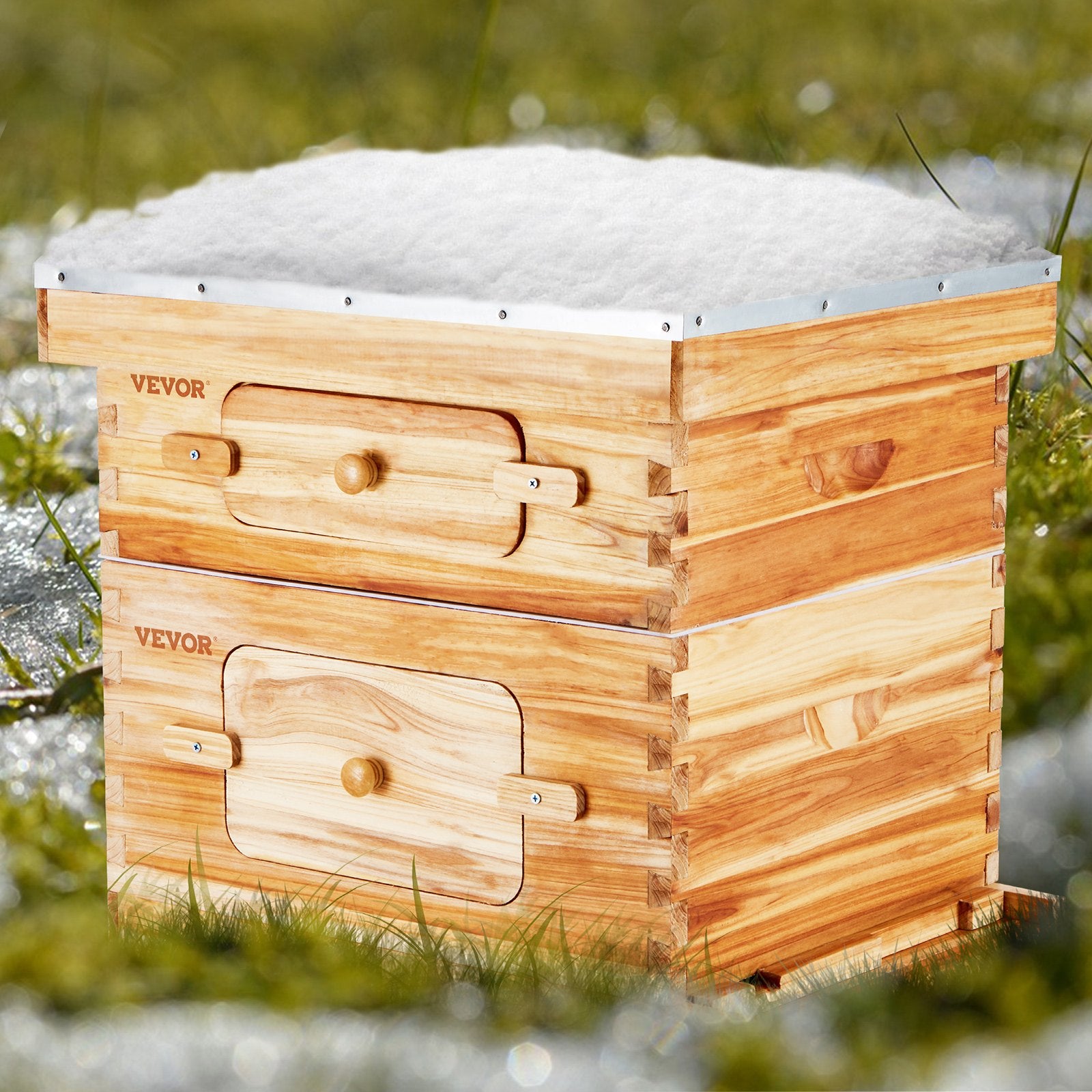 Beekeeping: VEVOR Bee Hive 20 Frame Bee Hives Starter Kit, Beeswax Coated Cedar Wood, 1 Deep + 1 Medium Bee Boxes Langstroth Beehive Kit, Transparent Acrylic Windows with Foundations for Beginners Pro Beekeepers