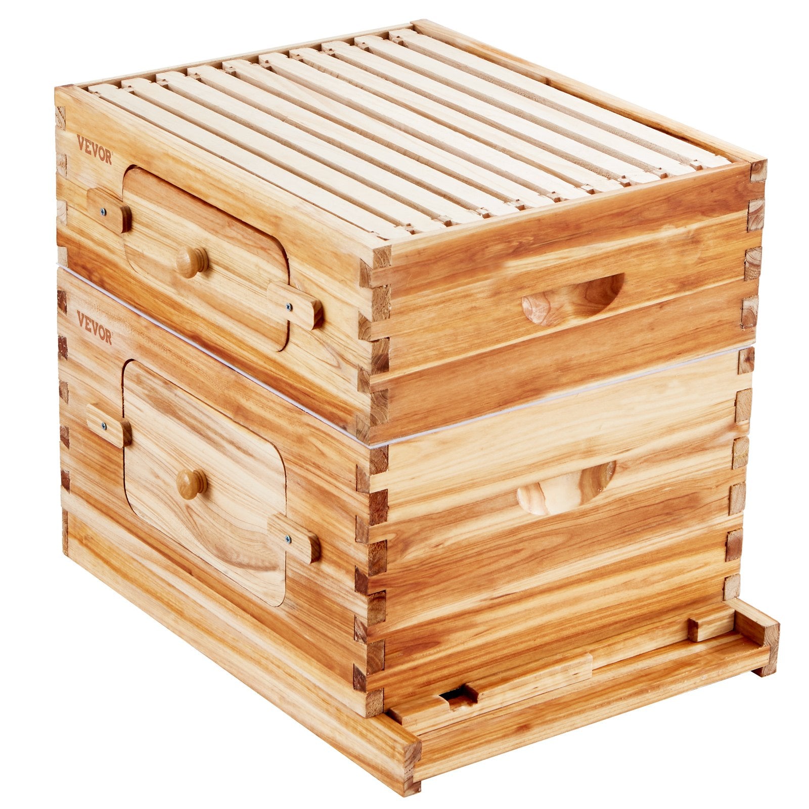 Beekeeping: VEVOR Bee Hive 20 Frame Bee Hives Starter Kit, Beeswax Coated Cedar Wood, 1 Deep + 1 Medium Bee Boxes Langstroth Beehive Kit, Transparent Acrylic Windows with Foundations for Beginners Pro Beekeepers