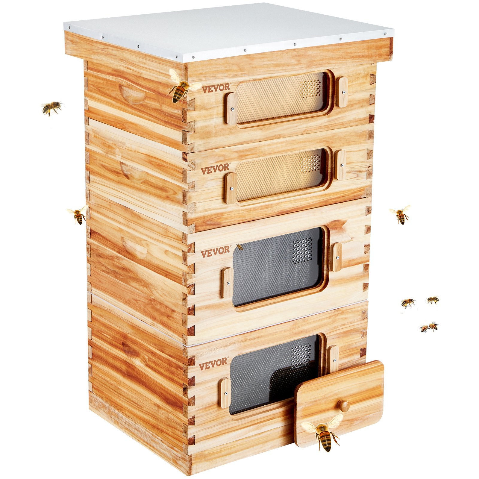 Beekeeping: VEVOR Bee Hive 40 Frame Bee Hives Starter Kit, Beeswax Coated Cedar Wood, 2 Deep + 2 Medium Bee Boxes Langstroth Beehive Kit, Transparent Acrylic Windows with Foundations for Beginners Pro Beekeepers