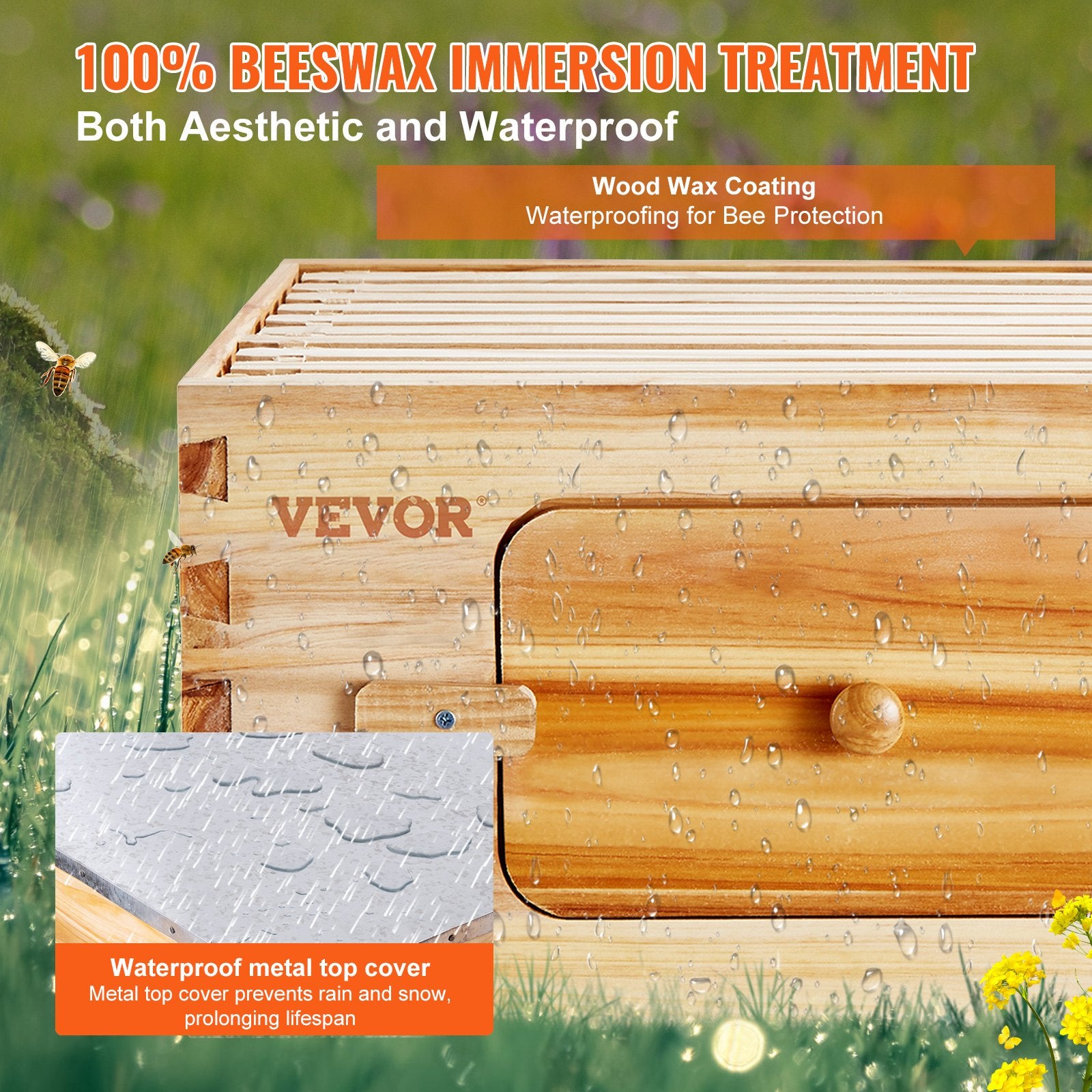 Beekeeping: VEVOR Bee Hive 40 Frame Bee Hives Starter Kit, Beeswax Coated Cedar Wood, 2 Deep + 2 Medium Bee Boxes Langstroth Beehive Kit, Transparent Acrylic Windows with Foundations for Beginners Pro Beekeepers