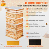 Beekeeping: VEVOR Bee Hive 40 Frame Bee Hives Starter Kit, Beeswax Coated Cedar Wood, 2 Deep + 2 Medium Bee Boxes Langstroth Beehive Kit, Transparent Acrylic Windows with Foundations for Beginners Pro Beekeepers