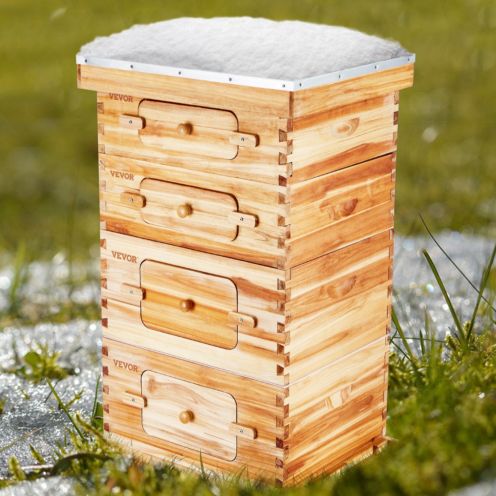 Beekeeping: VEVOR Bee Hive 40 Frame Bee Hives Starter Kit, Beeswax Coated Cedar Wood, 2 Deep + 2 Medium Bee Boxes Langstroth Beehive Kit, Transparent Acrylic Windows with Foundations for Beginners Pro Beekeepers