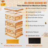 Beekeeping: VEVOR Bee Hive 30 Frame Bee Hives Starter Kit, Beeswax Coated Fir Wood, 2 Deep + 1 Medium Bee Boxes Langstroth Beehive Kit, Transparent Acrylic Windows with Foundations for Beginners Pro Beekeepers