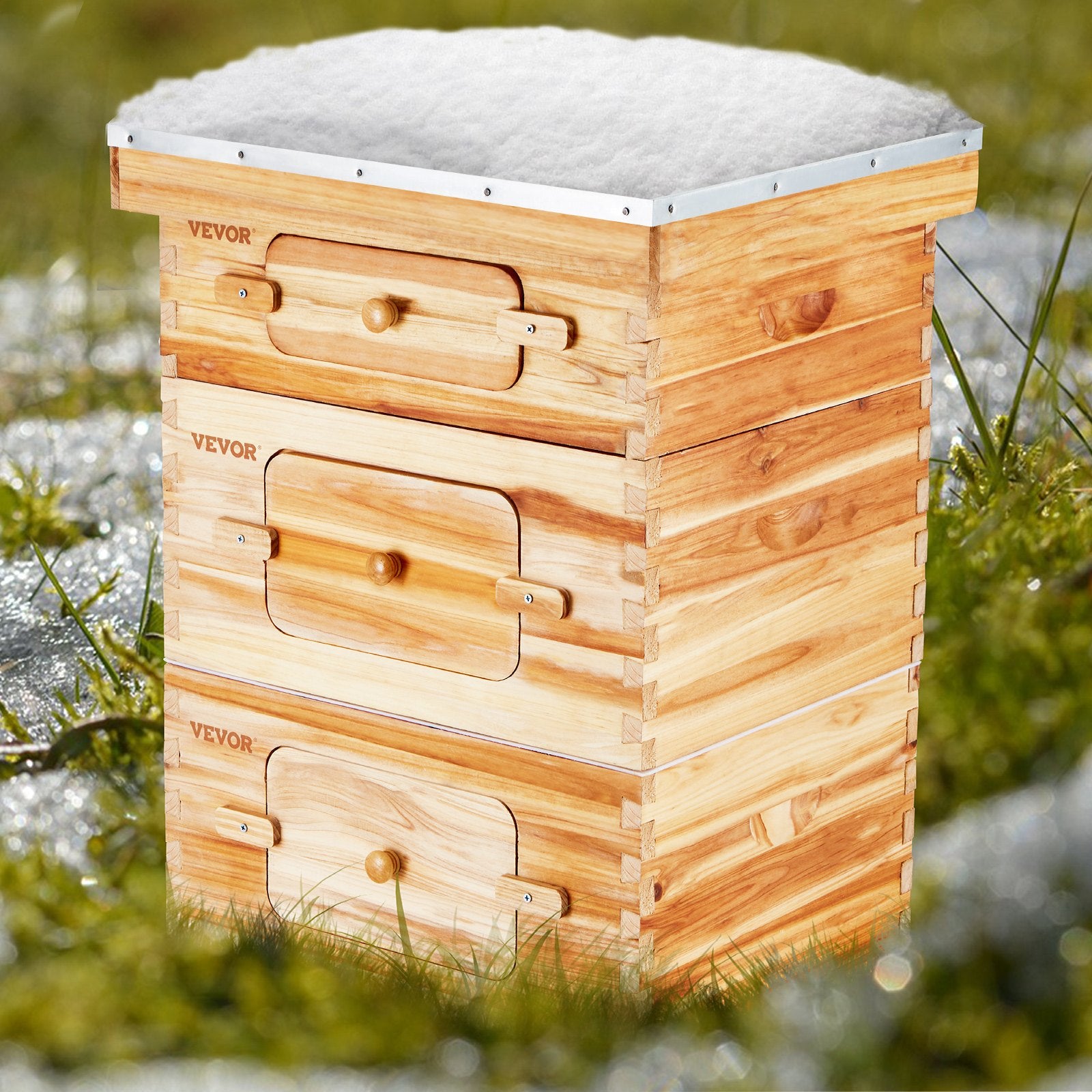 Beekeeping: VEVOR Bee Hive 30 Frame Bee Hives Starter Kit, Beeswax Coated Fir Wood, 2 Deep + 1 Medium Bee Boxes Langstroth Beehive Kit, Transparent Acrylic Windows with Foundations for Beginners Pro Beekeepers