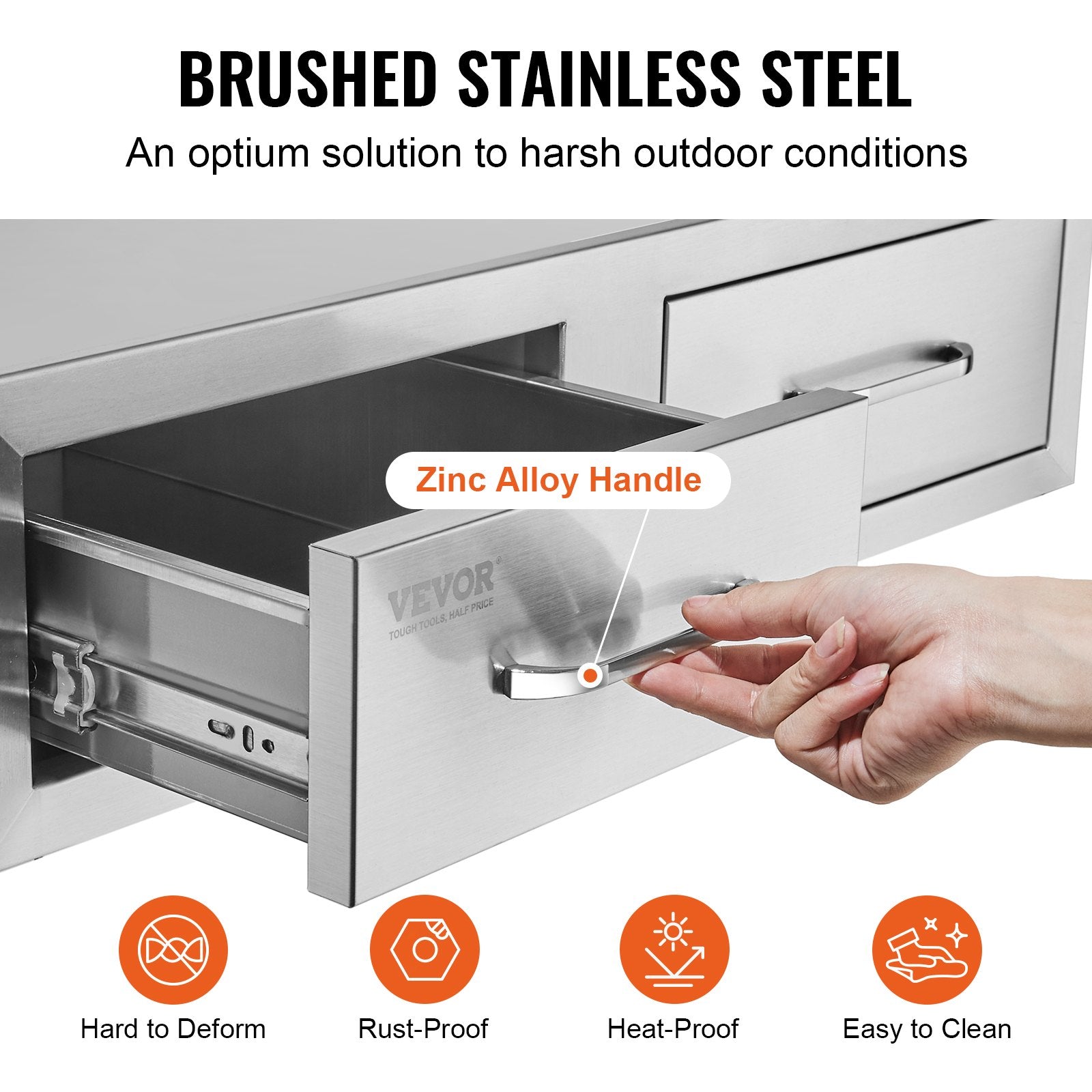 BBQ Tools: VEVOR Outdoor Kitchen Drawers 30" W x 10" H x 20" D, Horizontal Double BBQ Access Drawers Stainless Steel with Handle, BBQ Island Drawers for Outdoor Kitchens or Patio Grill Station