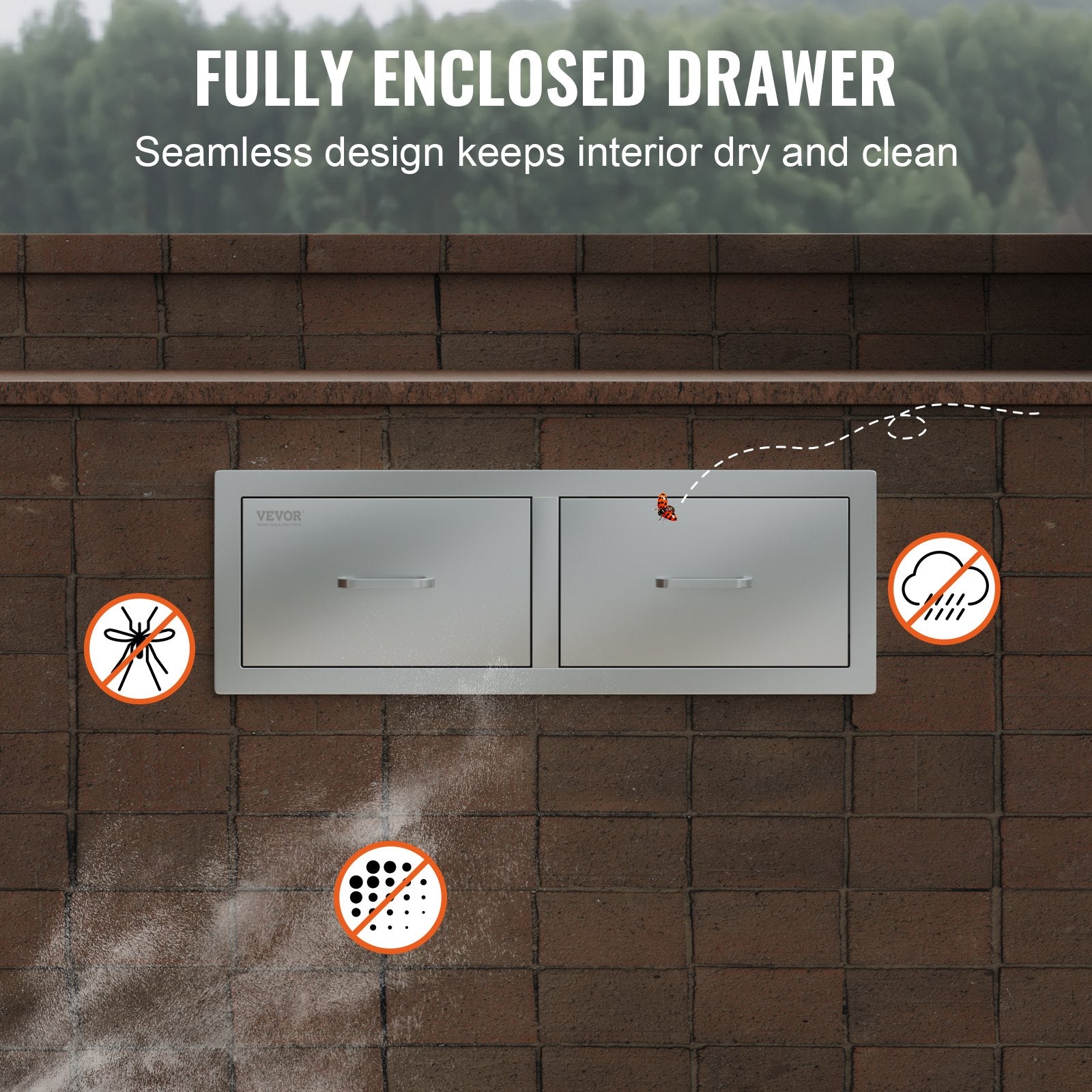 BBQ Tools: VEVOR Outdoor Kitchen Drawers 30" W x 10" H x 20" D, Horizontal Double BBQ Access Drawers Stainless Steel with Handle, BBQ Island Drawers for Outdoor Kitchens or Patio Grill Station