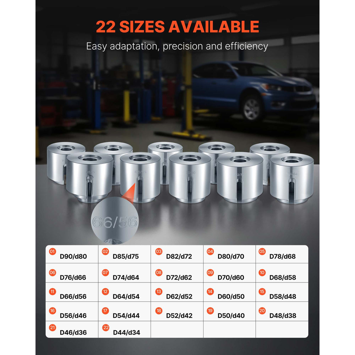 Pull and Press Sleeve Kit, 27 PCS, Steel Bush Removal Insertion Sleeve Tools with Carrying Case, Compatible with LCV and HGV Engines, for Removing and Installing Bushings, Bearings, and Seals