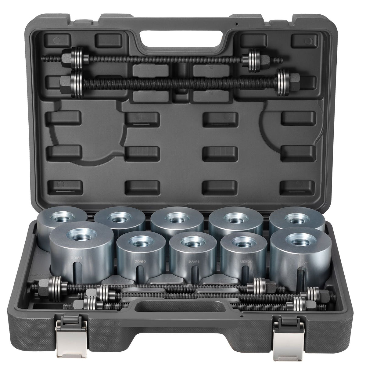 Pull and Press Sleeve Kit, 27 PCS, Steel Bush Removal Insertion Sleeve Tools with Carrying Case, Compatible with LCV and HGV Engines, for Removing and Installing Bushings, Bearings, and Seals