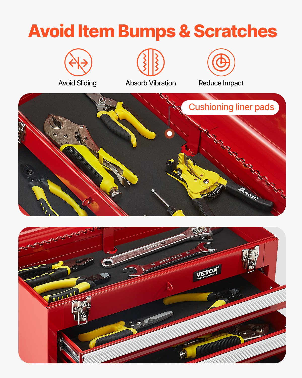Basketball & Basketball Accessories: VEVOR Tool Box 520 mm Portable Metal Tool Box 3 Drawers Tool Organizer Red