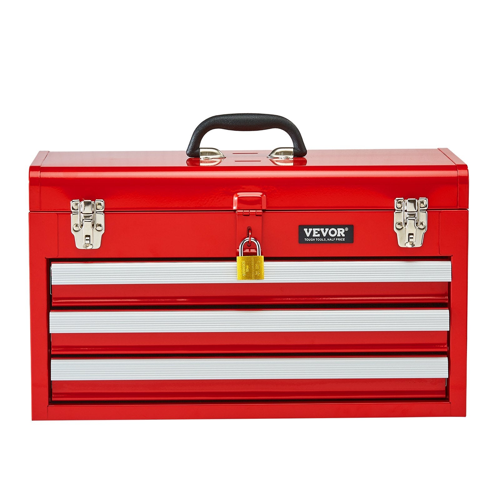 Basketball & Basketball Accessories: VEVOR Tool Box 520 mm Portable Metal Tool Box 3 Drawers Tool Organizer Red