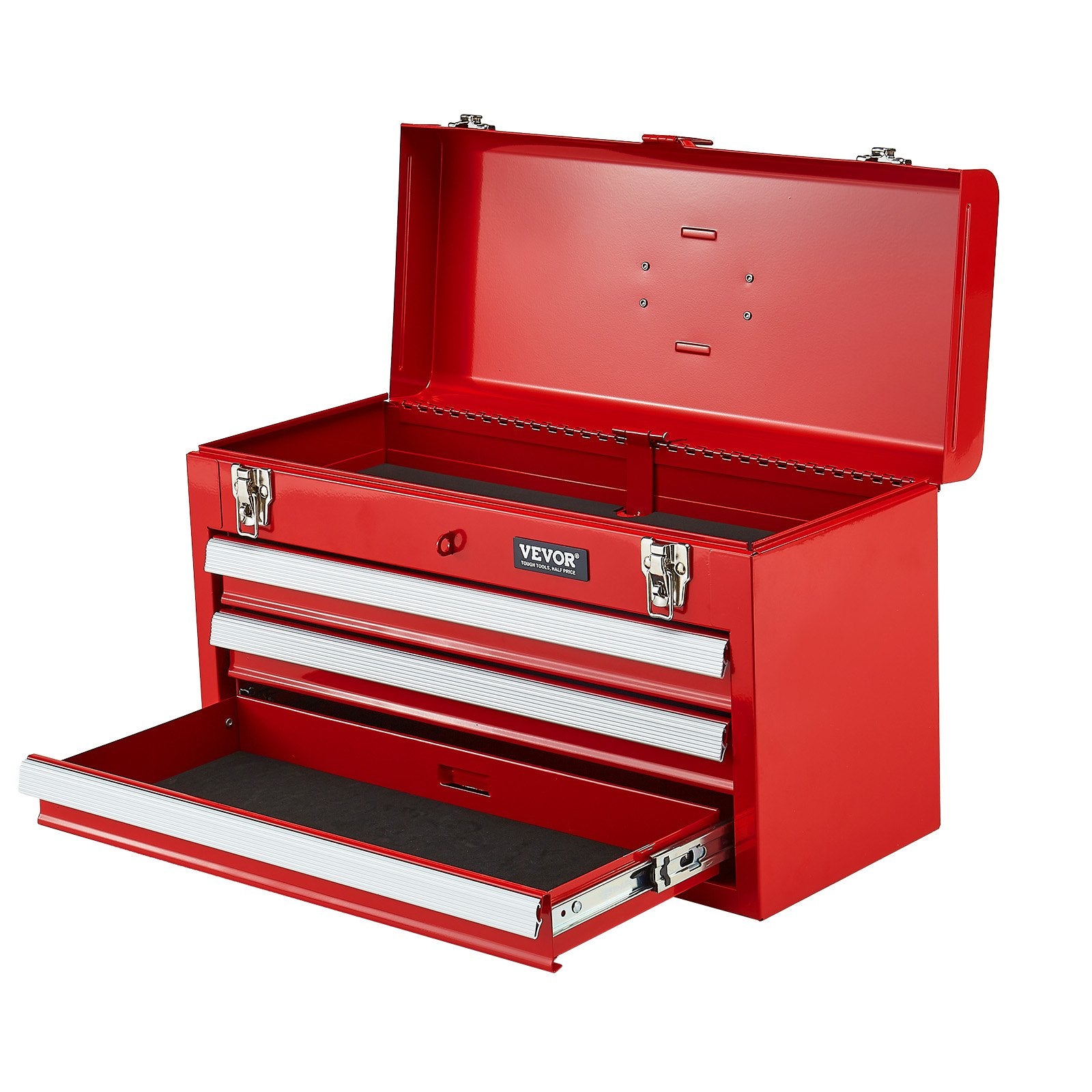 Basketball & Basketball Accessories: VEVOR Tool Box 520 mm Portable Metal Tool Box 3 Drawers Tool Organizer Red