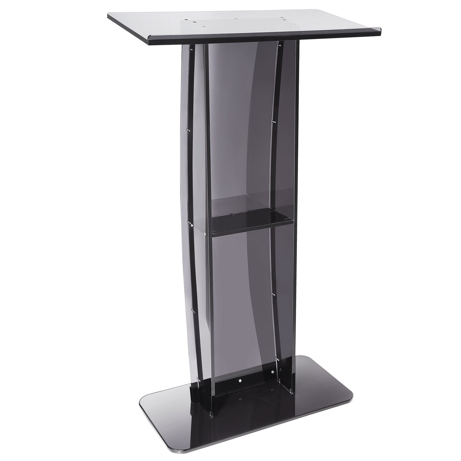 Coat Racks: VEVOR Acrylic Podium, 47" Tall, Acrylic Podium Stand with Wide Reading Surface & Storage Shelf, Floor-standing Clear Pulpits Acrylic for Church Office School, Black