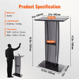 Coat Racks: VEVOR Acrylic Podium, 47" Tall, Acrylic Podium Stand with Wide Reading Surface & Storage Shelf, Floor-standing Clear Pulpits Acrylic for Church Office School, Black
