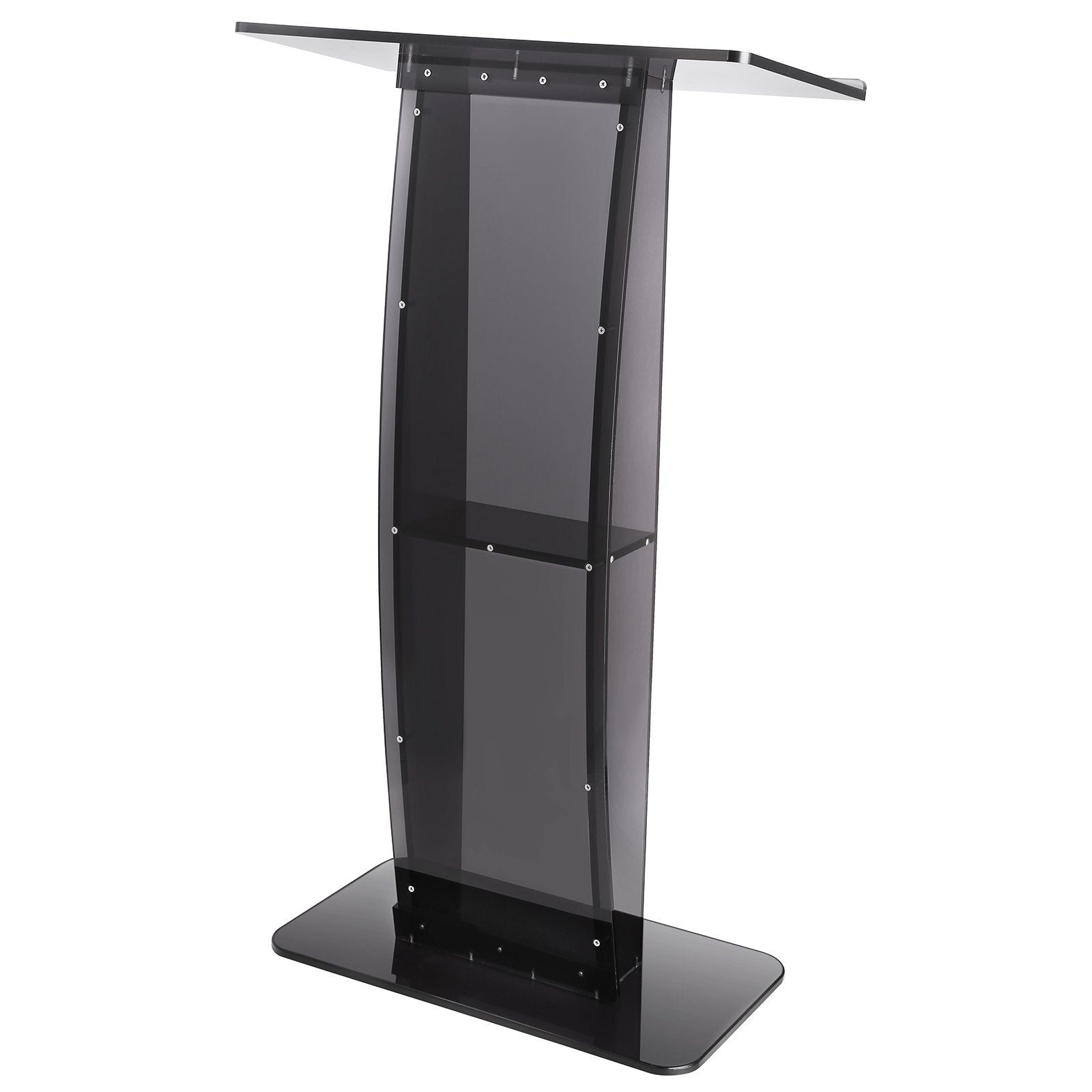 Coat Racks: VEVOR Acrylic Podium, 47" Tall, Acrylic Podium Stand with Wide Reading Surface & Storage Shelf, Floor-standing Clear Pulpits Acrylic for Church Office School, Black