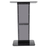 Coat Racks: VEVOR Acrylic Podium, 47" Tall, Acrylic Podium Stand with Wide Reading Surface & Storage Shelf, Floor-standing Clear Pulpits Acrylic for Church Office School, Black