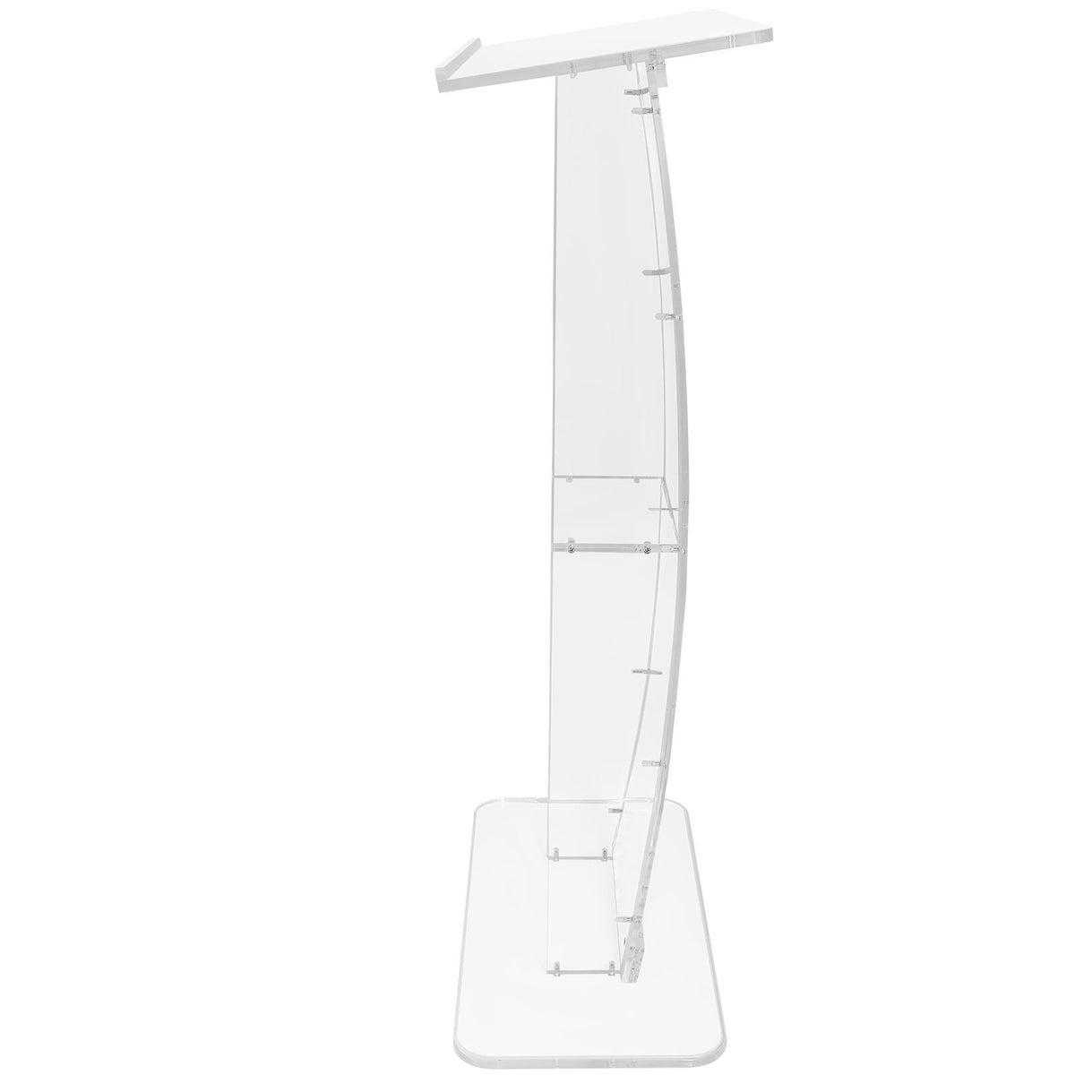 Acrylic Podium, 47" Tall, Clear Acrylic Podium Stand with Wide Reading Surface & Storage Shelf, Floor-standing Clear Pulpits Acrylic for Church Office School