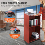 Desk Accessories: VEVOR Podium Stand, 47 in Hostess Stand with 4 Rolling Wheels, Wood Podium with Storage Shelves, and Slant Desktop, Lecterns & Podiums for Church, Office, School, Home, Brown