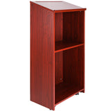 Desk Accessories: VEVOR Podium Stand, 47 in Hostess Stand with 4 Rolling Wheels, Wood Podium with Storage Shelves, and Slant Desktop, Lecterns & Podiums for Church, Office, School, Home, Brown