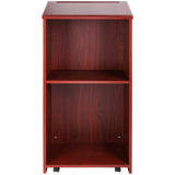 Desk Accessories: VEVOR Podium Stand, 47 in Hostess Stand with 4 Rolling Wheels, Wood Podium with Storage Shelves, and Slant Desktop, Lecterns & Podiums for Church, Office, School, Home, Brown