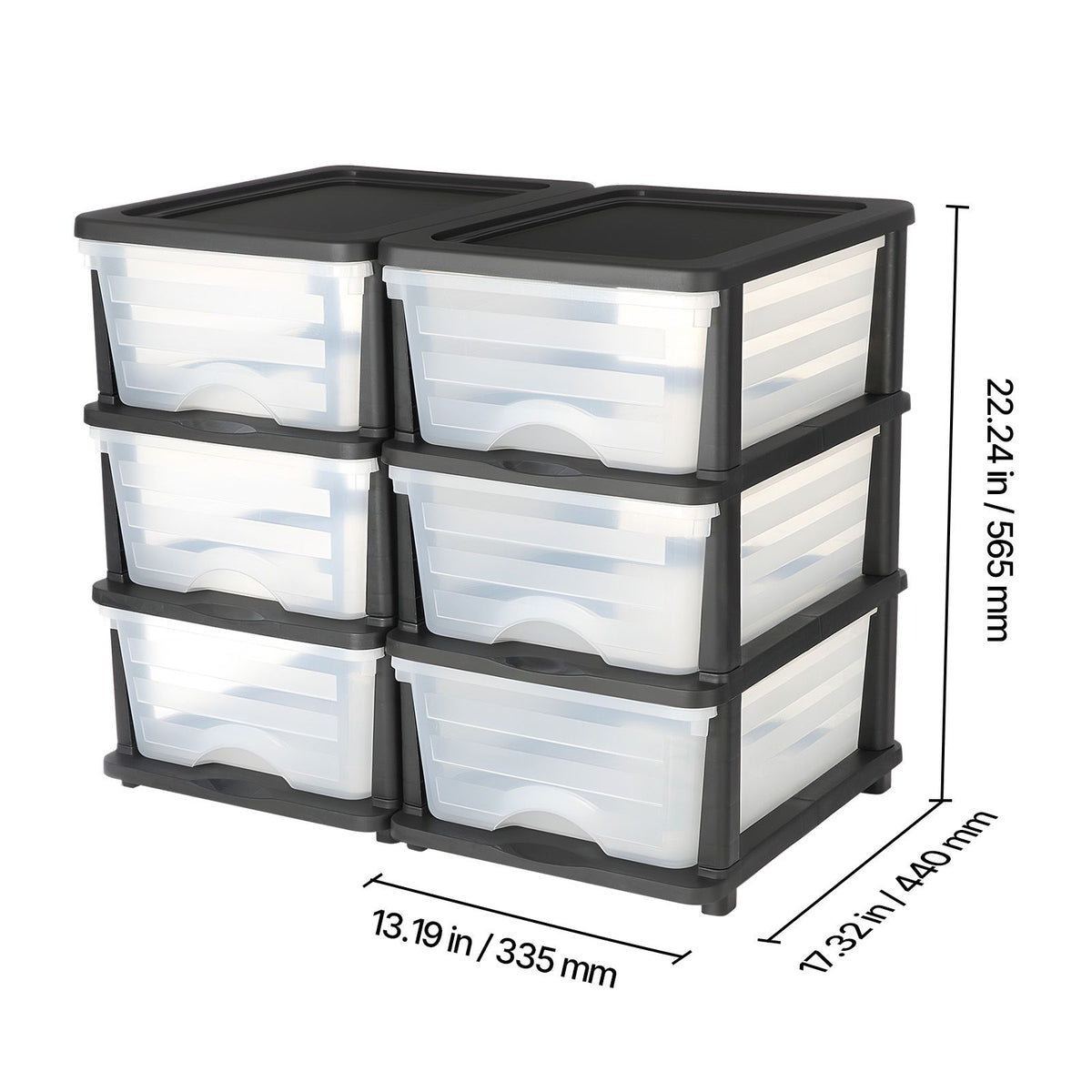 Plastic Storage Drawers, 2 Pack Storage Organizer Drawer, 6 Drawers Closet Organization and Storage Dividers, Dresser Organizer Clear Bins for Office Supplies, Craft Rooms, Classrooms and Home