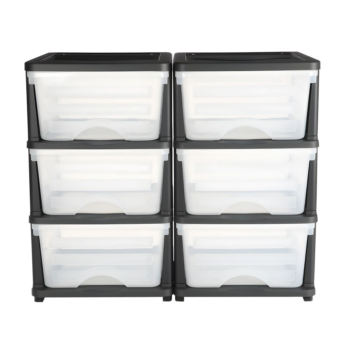Plastic Storage Drawers, 2 Pack Storage Organizer Drawer, 6 Drawers Closet Organization and Storage Dividers, Dresser Organizer Clear Bins for Office Supplies, Craft Rooms, Classrooms and Home